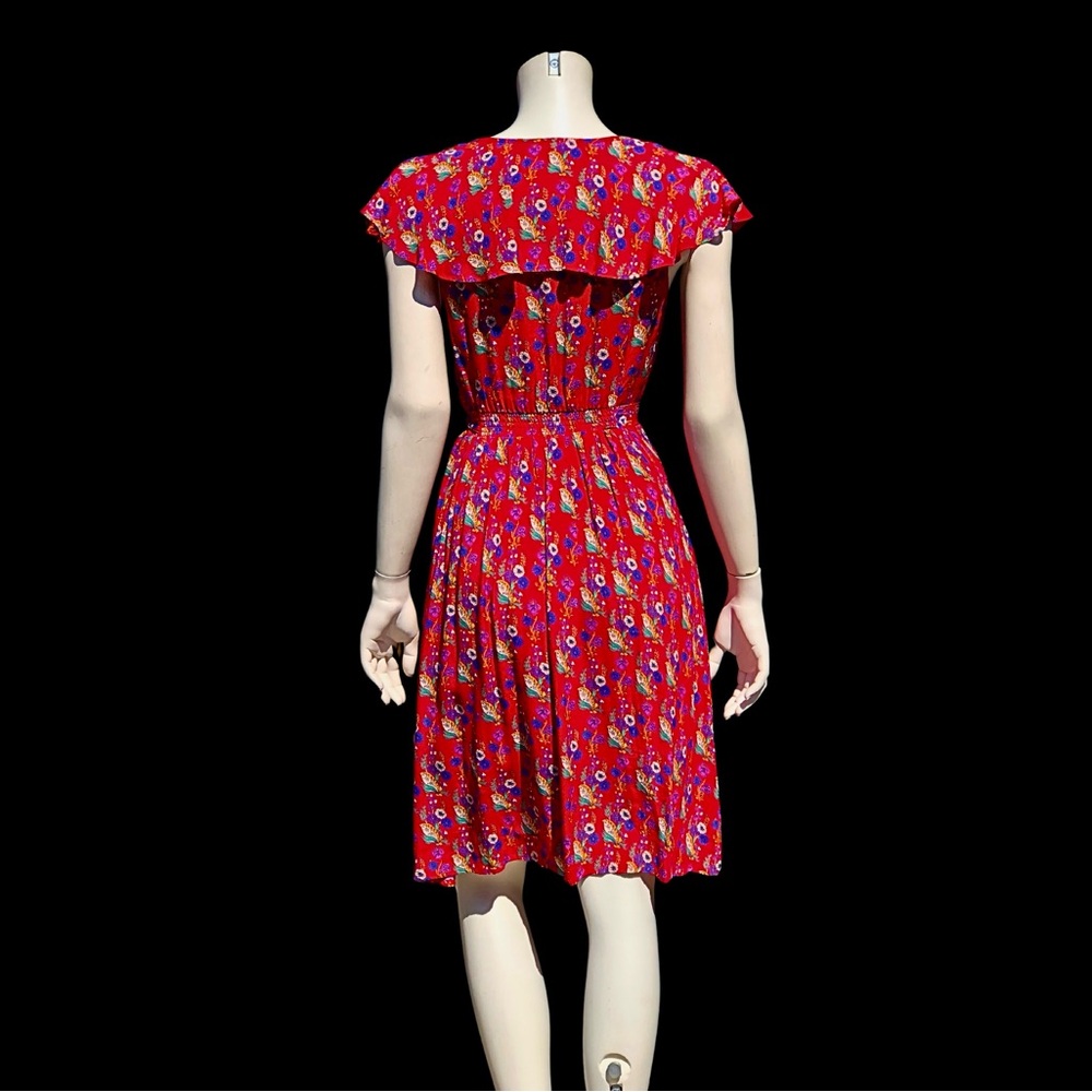 Red ANTHROPOLOGIE MAEVE Calico Floral Faux Wrap Sleeveless Mimi Dress 4 - Picture 8 of 10